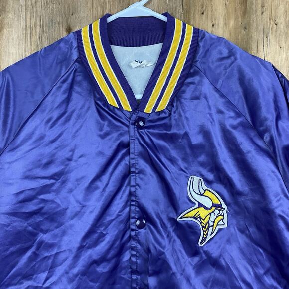 Vintage Chalk Line Minnesota Vikings Satin Bomber Jacket NFL Purple Large - Picture 2 of 13
